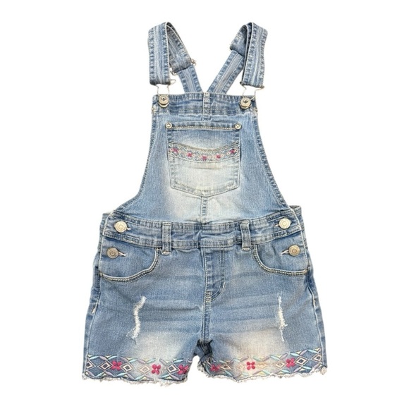 Jordache Other - Jordache Blue and Pink Embroidered Overalls